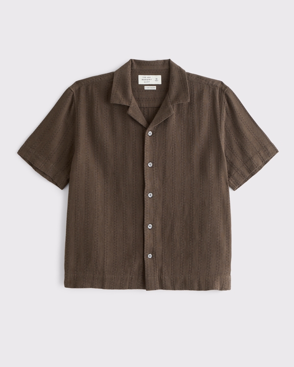 A&F Resort Shirt, Dark Brown Stripe view 1
