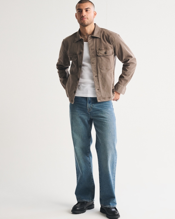 Twill Shirt Jacket, Chocolate Brown view 2