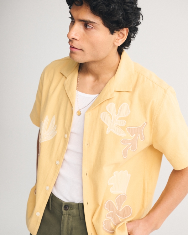 A&F Resort Shirt, Yellow Pattern view 1