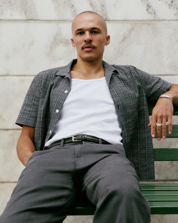 A&F Resort Shirt, Dark Blue Stripe view 1