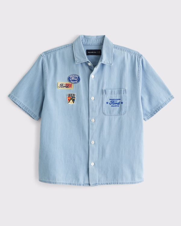 Ford Workwear Button-Up Shirt, Light Wash view 1