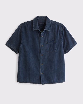 Short-Sleeve Ford Graphic Workwear Button-Up Denim Shirt from Abercrombie & Fitch - $95