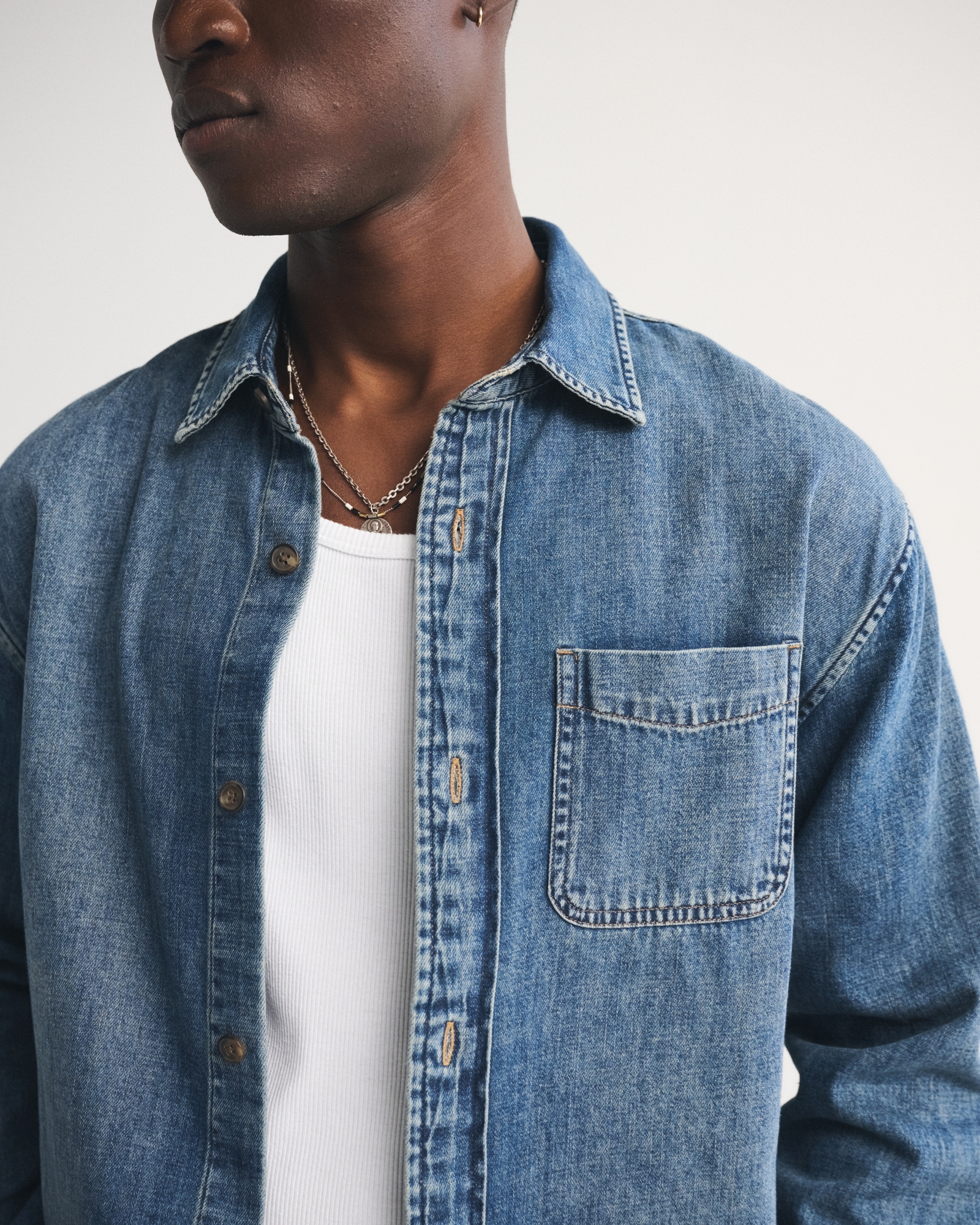 Denim Button-Up Shirt