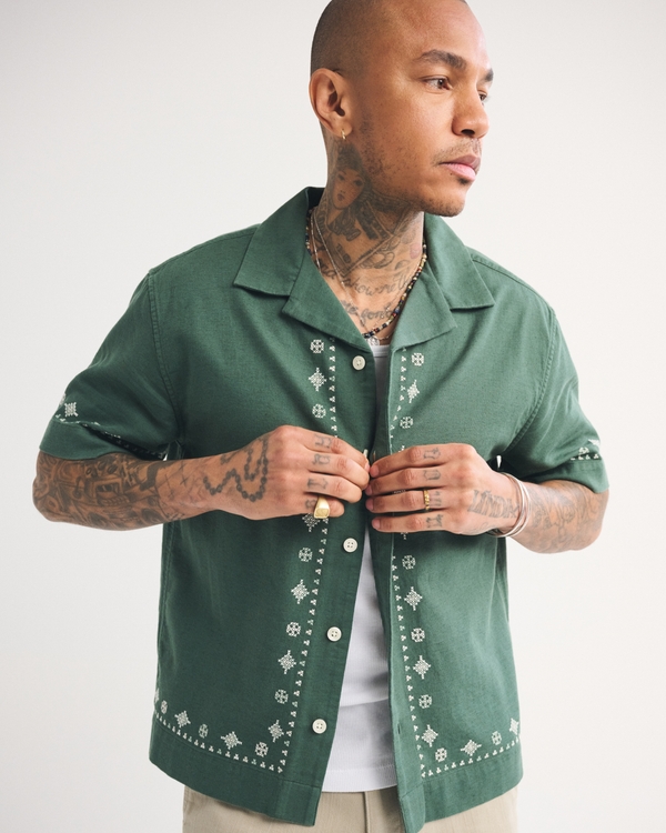 A&F Resort Shirt, Hunter Green Pattern view 1