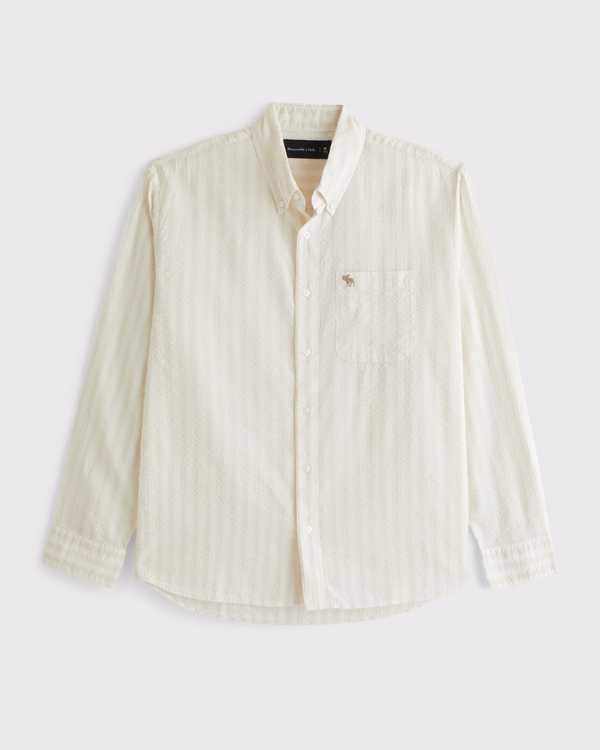 メンズ 長袖ボタンダウンシャツ | Abercrombie & Fitch