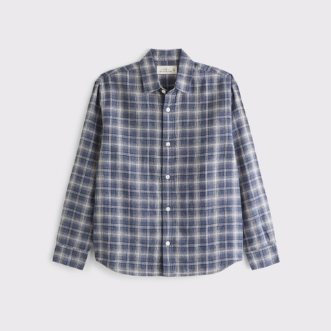 Мужские рубашки Abercrombie & Fitch Linen-Blend Long-Sleeve Shirt
