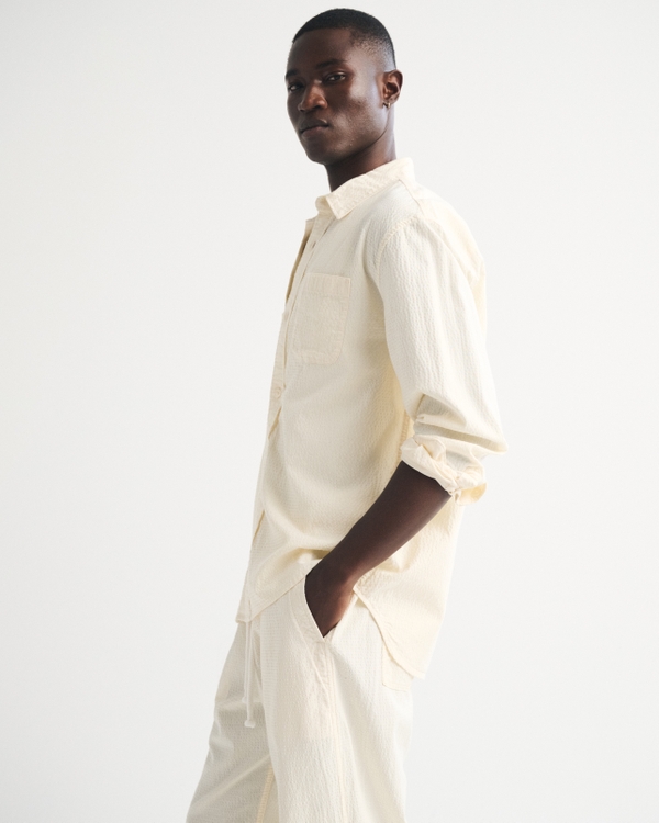 Men's Seersucker Button-Up Shirt | Men's Tops | Abercrombie.com
