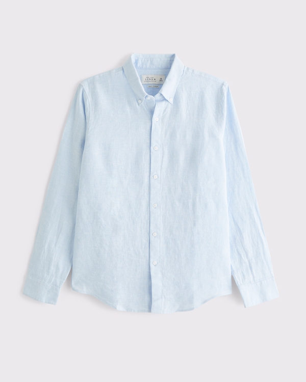 The A&F Collins 100% Linen Suiting Shirt, Light Blue view 1