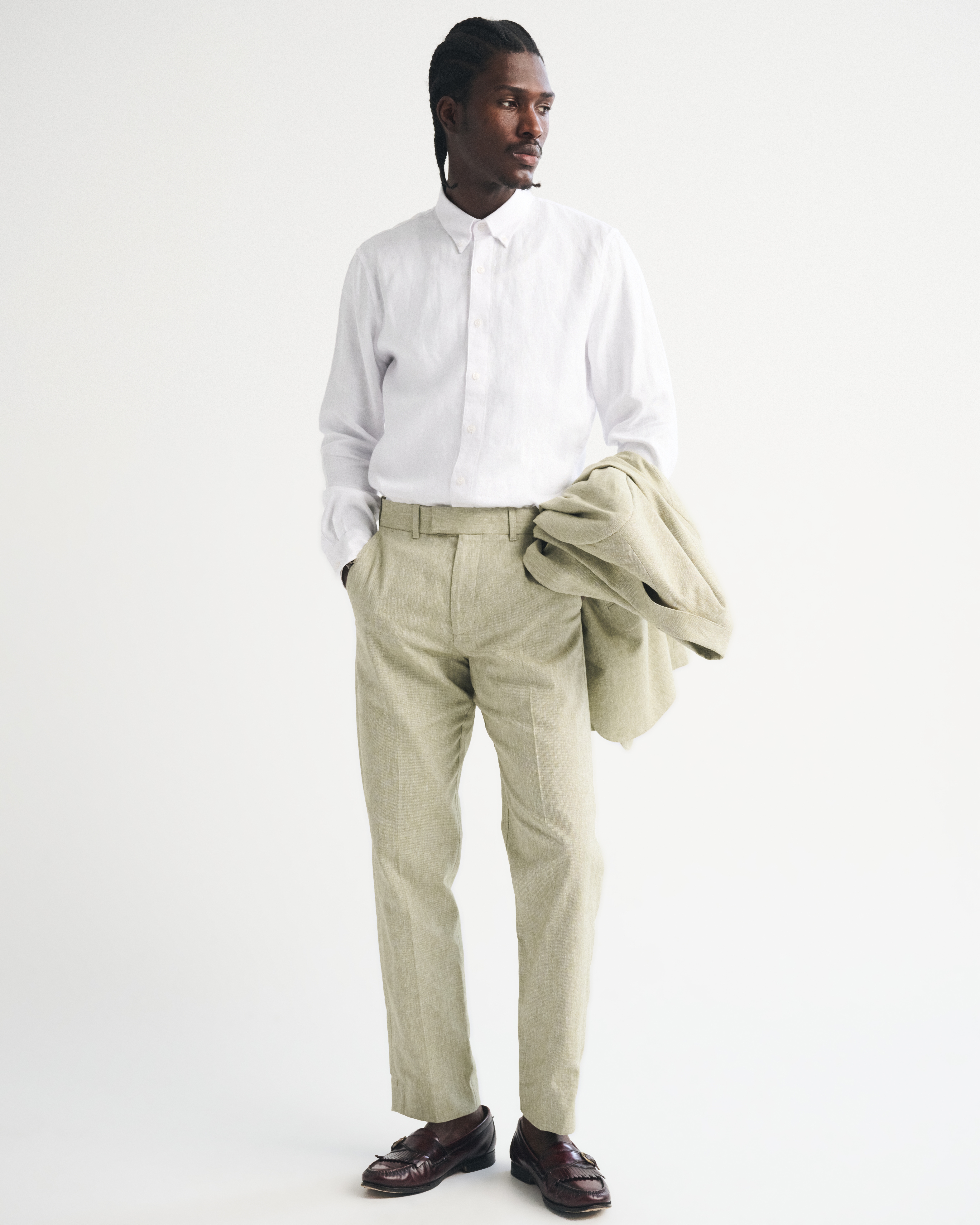 Мужские рубашки Abercrombie & Fitch The A&F Collins 100% Linen Suiting Shirt — фото 3