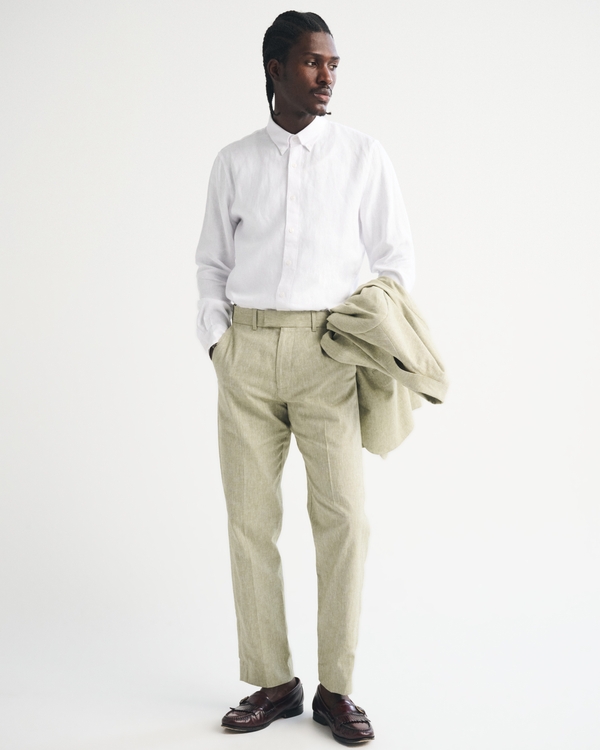 The A&F Collins 100% Linen Suiting Shirt, White view 2