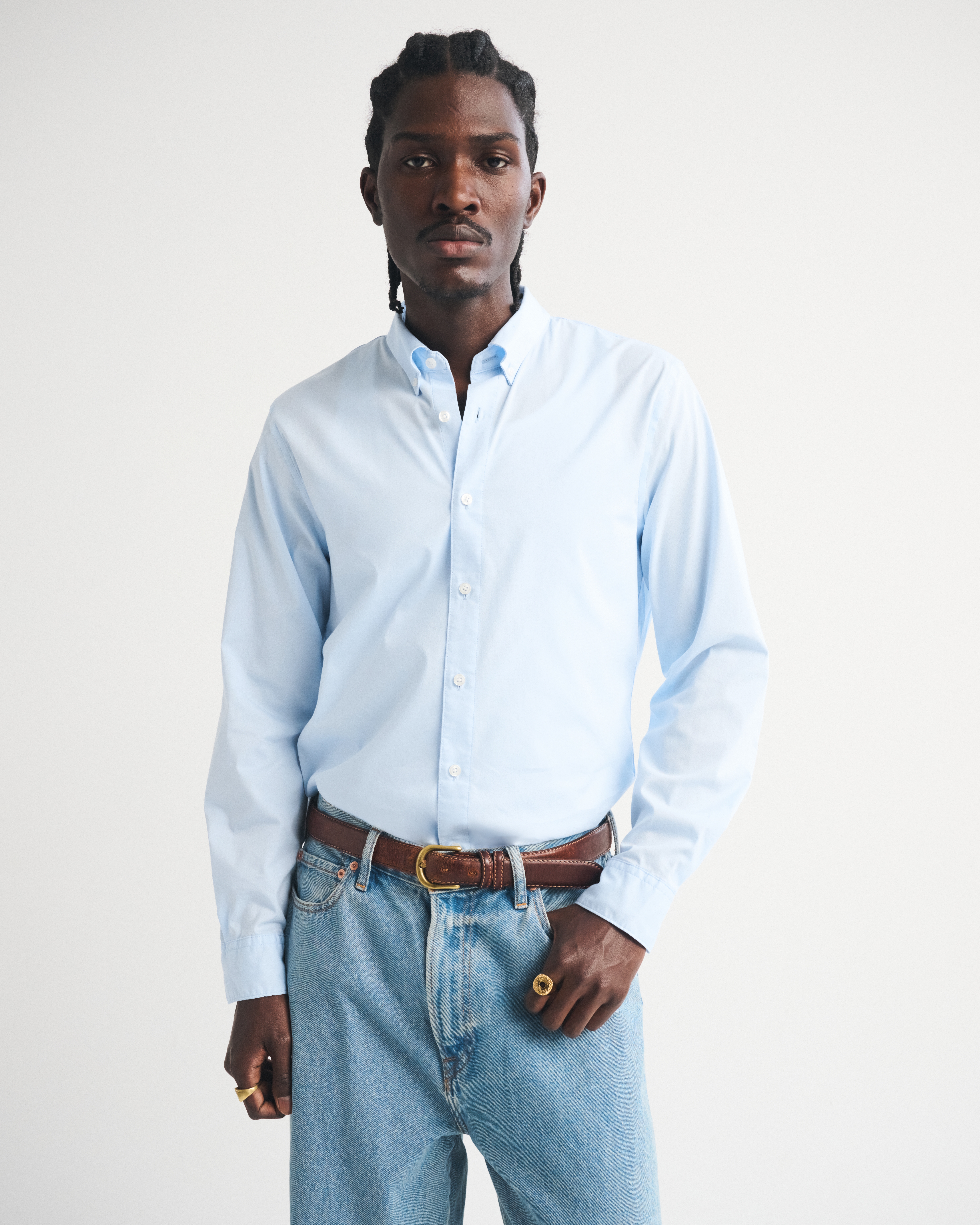 Мужские рубашки Abercrombie & Fitch The A&F Collins Performance Suiting Shirt — фото 2