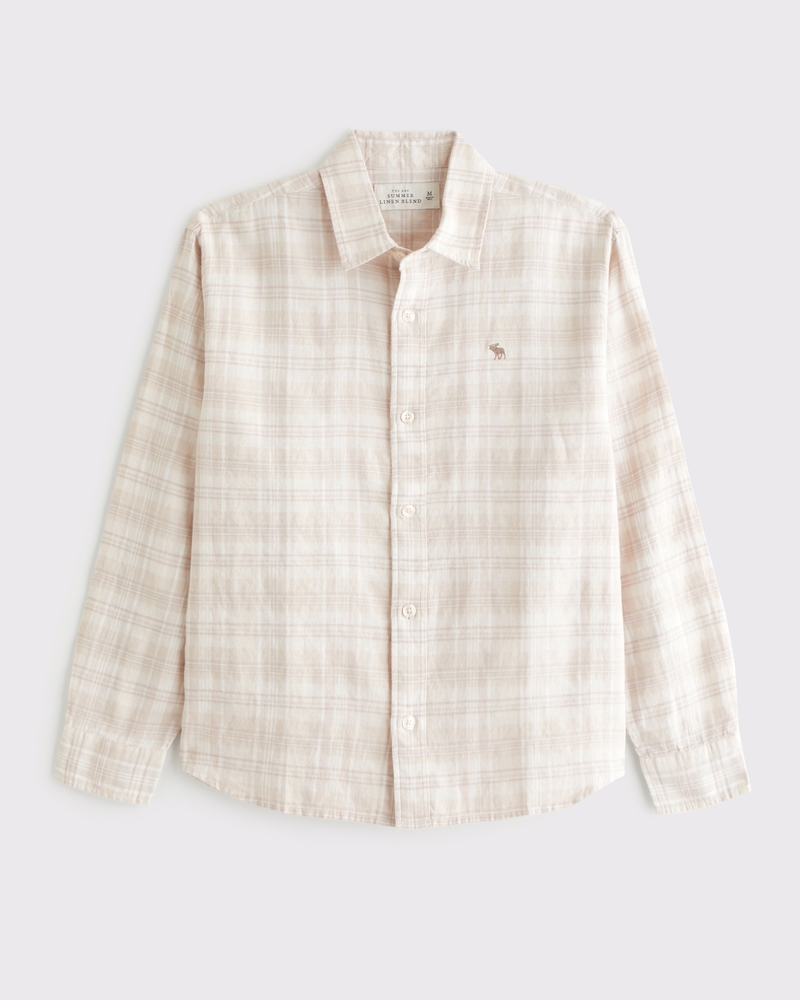 Men's Linen-Blend Long-Sleeve Icon Shirt | Men's Sale