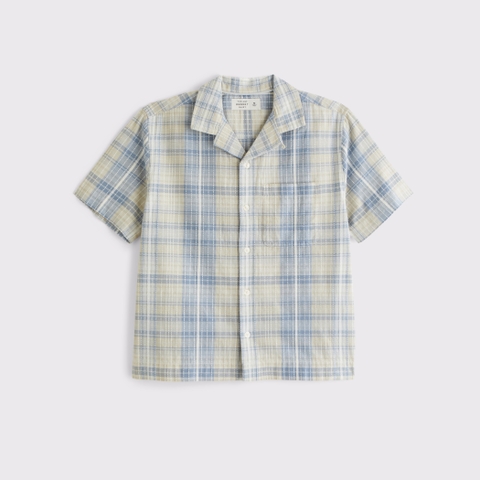 Мужские рубашки Abercrombie & Fitch 100% Cotton Plaid Resort Collar Shirt