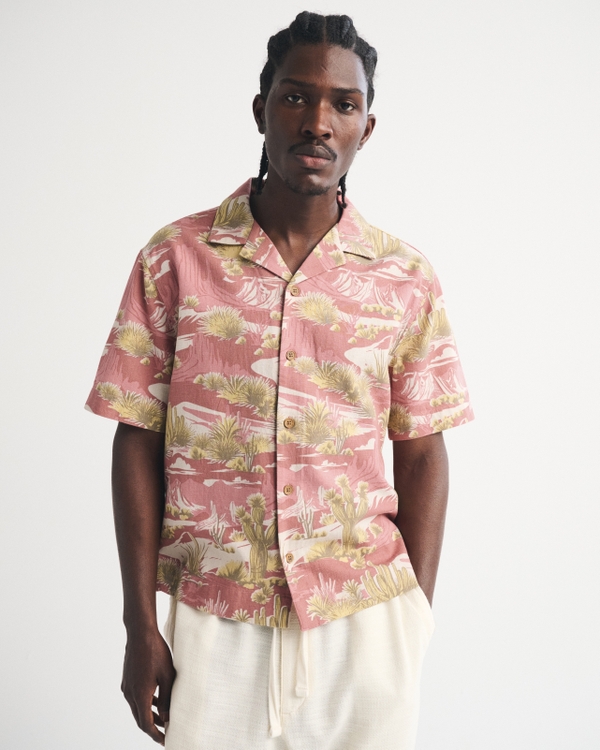 A&F Resort Shirt, Dark Pink Pattern view 1