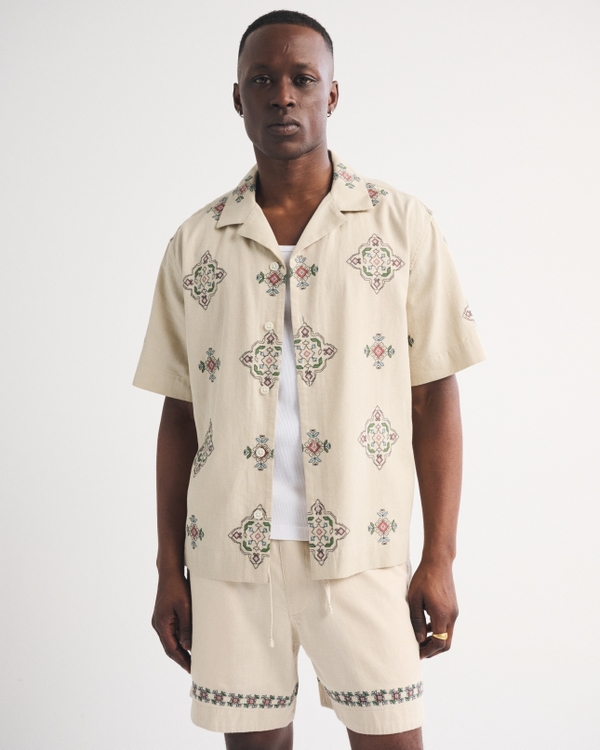 A&F Resort Shirt, Taupe Pattern view 1