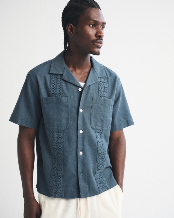 A&F Resort Shirt, Blue Pattern view 1