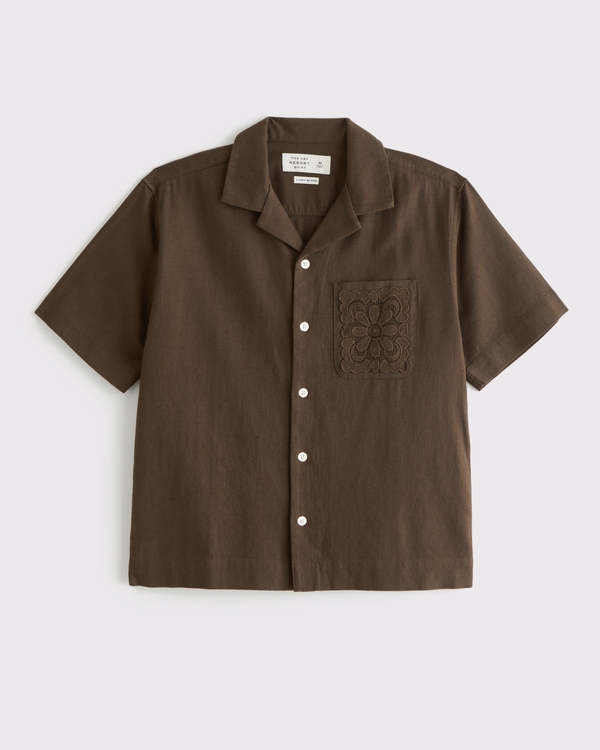 A&F Resort Shirt, Dark Brown Pattern view 1