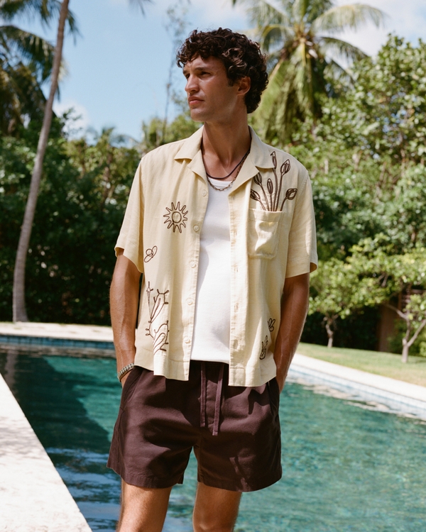 A&F Resort Shirt, Yellow Pattern view 1