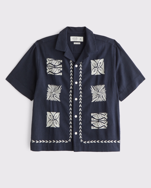 A&F Resort Shirt, Navy Pattern view 1