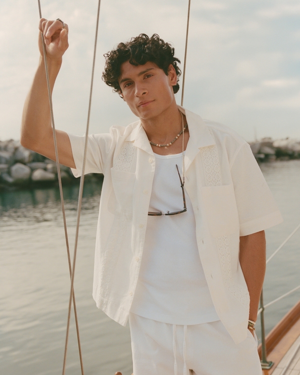 A&F Resort Shirt, Cream Pattern view 1