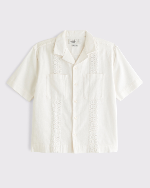 A&F Resort Shirt, Cream Pattern view 2