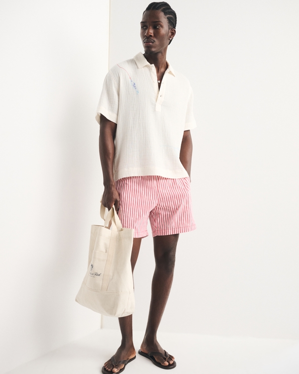Men's Short-Sleeve Gauzy Popover | Men's Tops | Abercrombie.com