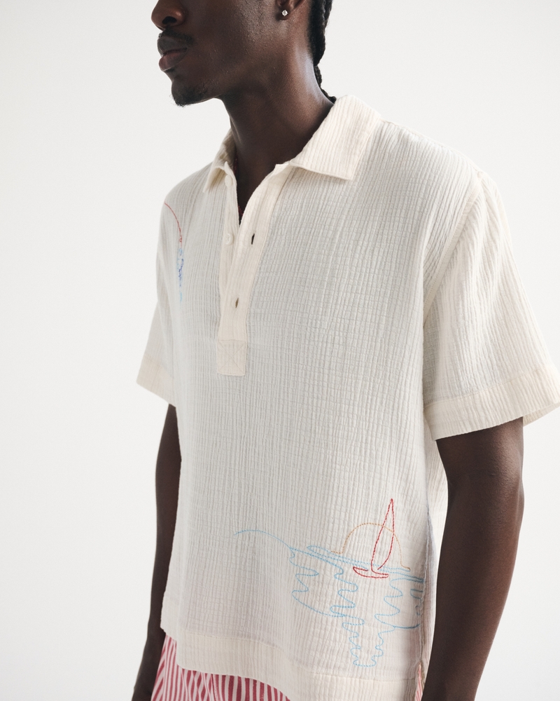 Short-Sleeve Gauzy Popover - thumbnail 4