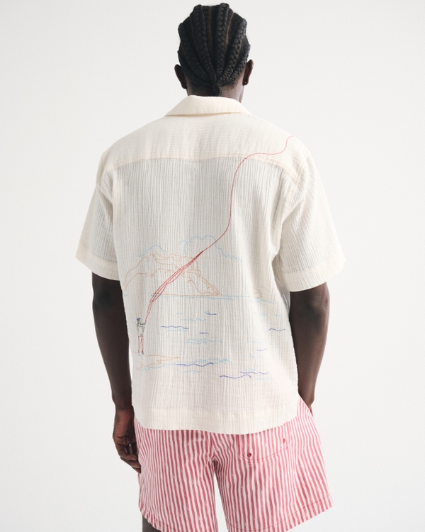 Men's Short-Sleeve Gauzy Popover | Men's Tops | Abercrombie.com