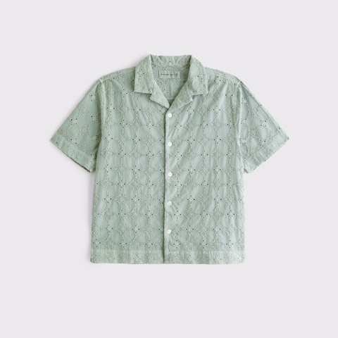 Мужские рубашки Abercrombie & Fitch Embroidered Eyelet Shirt