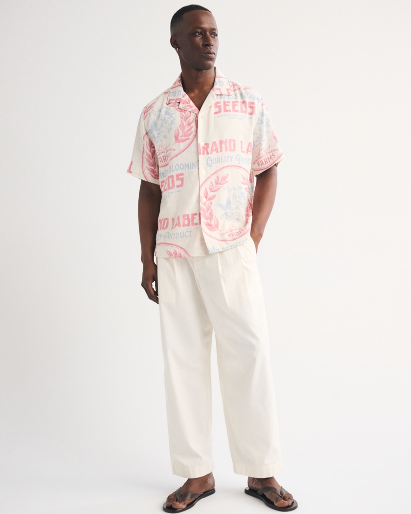 Short-Sleeve Graphic Button-Up Shirt - thumbnail 7