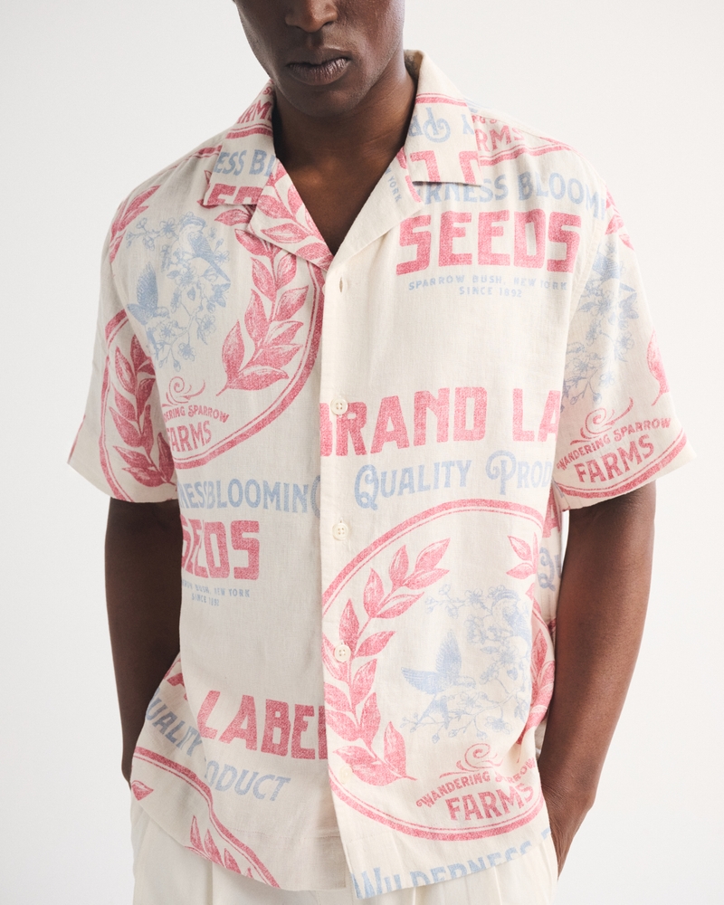 Short-Sleeve Graphic Button-Up Shirt - thumbnail 9