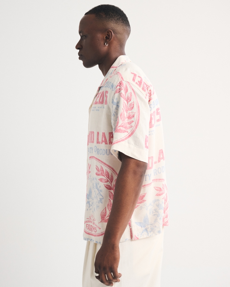 Short-Sleeve Graphic Button-Up Shirt - thumbnail 10