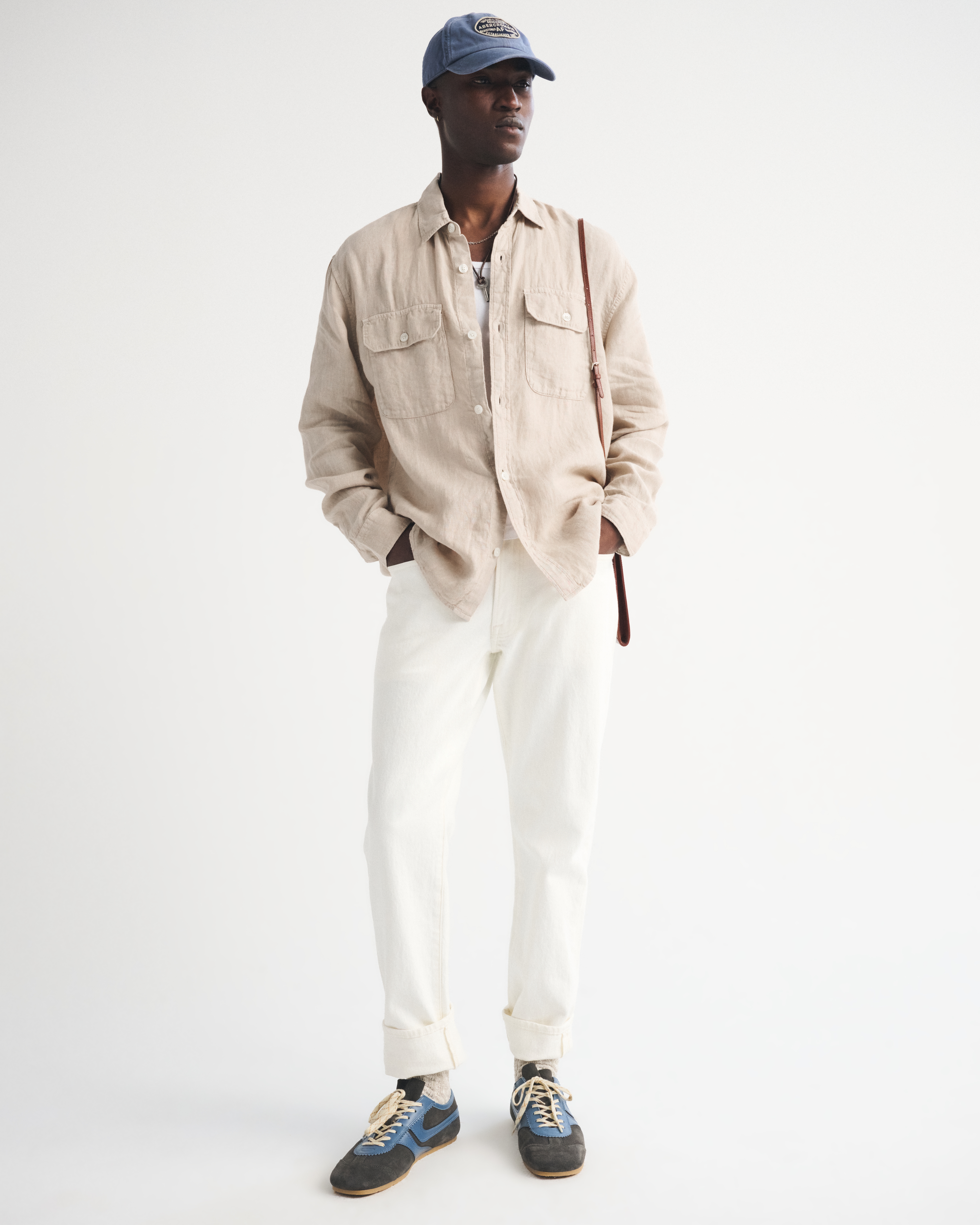 Мужские рубашки Abercrombie & Fitch 100% Linen 2-Pocket Shirt — фото 3