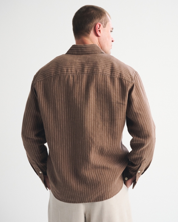 Men's Linen-Blend Striped Shirt | Men's New Arrivals | Abercrombie.com