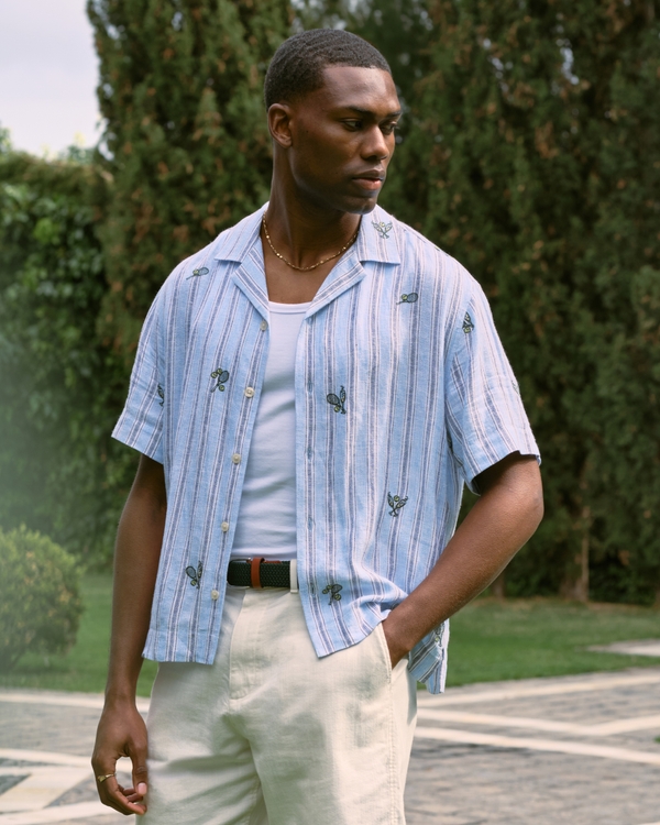 A&F Resort Shirt, Light Blue Stripe view 1
