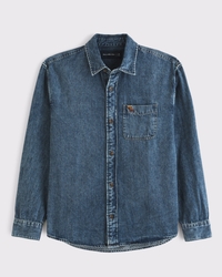 Signature Icon Denim Button-Up Shirt