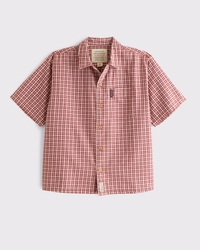 Camisa abotonada escocesa de manga corta