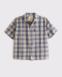 Short-Sleeve Plaid Button-Up Shirt
