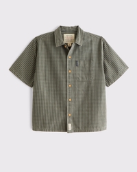 Short-Sleeve Plaid Button-Up Shirt
