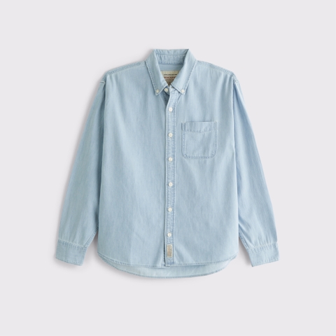 Мужские рубашки Abercrombie & Fitch Chambray Denim Button-Up Shirt