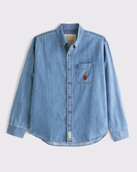 Chambray Denim Button-Up Shirt