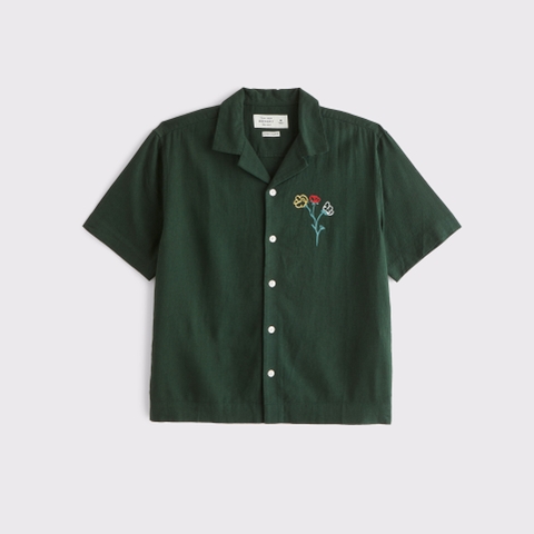 Мужские рубашки Abercrombie & Fitch Short-Sleeve Graphic Button-Up Shirt