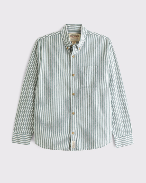 Striped Button-Up Shirt, Green Stripe view 1
