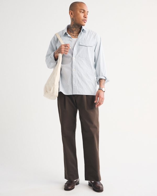 Long-Sleeve 2-Pocket Shirt, Light Blue Stripe view 2