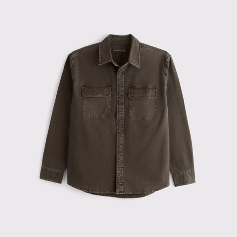 Мужские рубашки Abercrombie & Fitch Long-Sleeve Canvas Button-Up Shirt