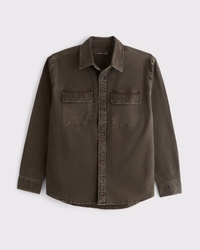 Long-Sleeve Canvas Button-Up Shirt
