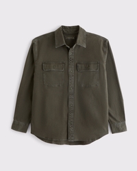 Long-Sleeve Canvas Button-Up Shirt