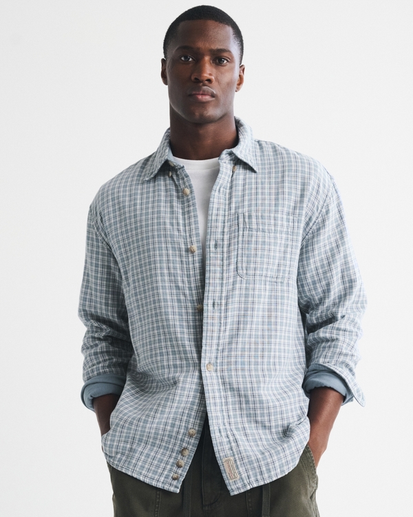 100% Cotton Plaid Button-Up Shirt