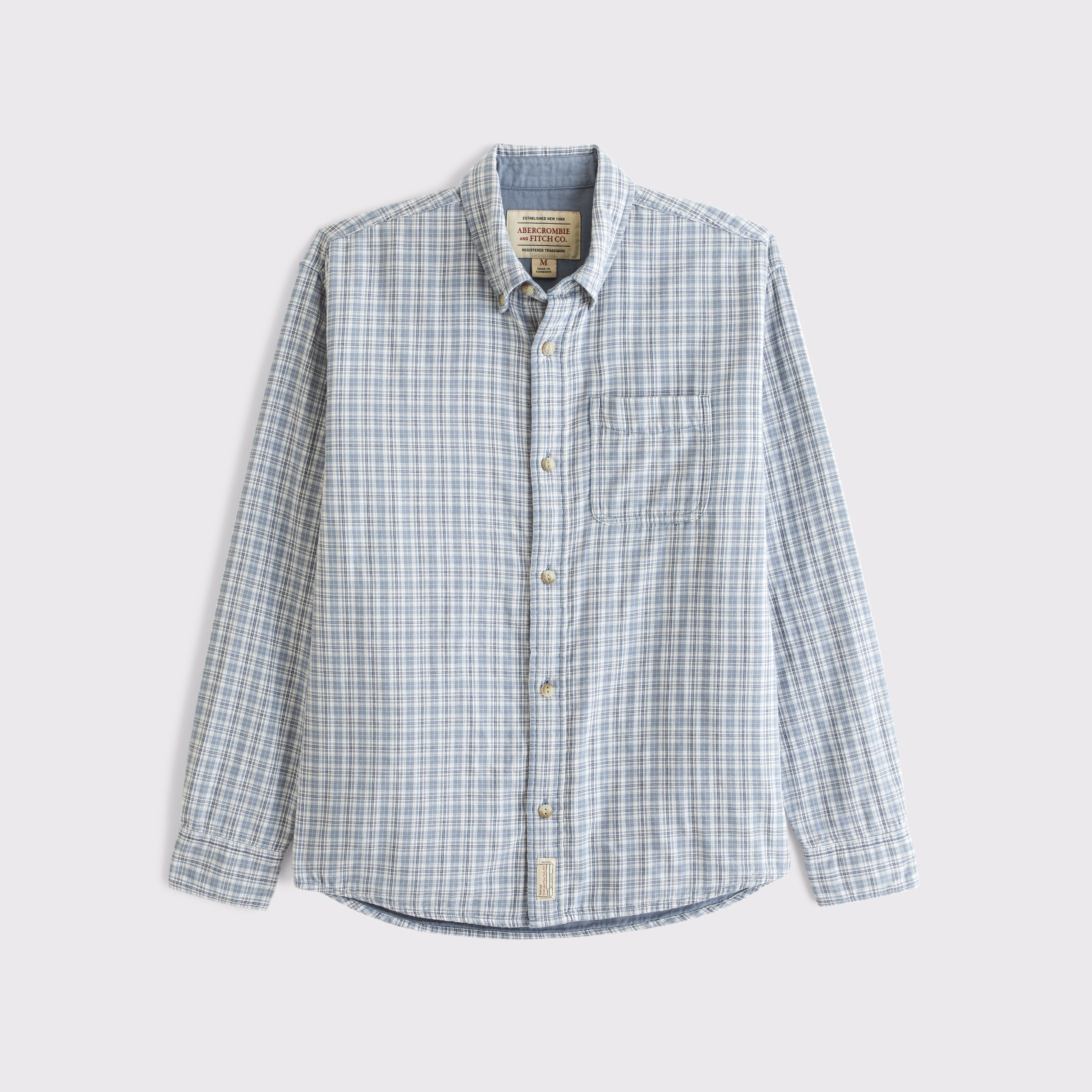 Мужская рубашка Abercrombie & Fitch 100% Cotton Plaid Button-Up, цвет: Сланцевый клетчатый