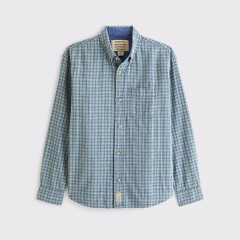 Мужские рубашки Abercrombie & Fitch Double Cloth Plaid Shirt